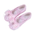 thumbnail image 1 of Abomasnow Girls Satin Heart Rhinestone Bow Crisscross Elastic Strap Split Sole Ballet Dance Shoes, 1 of 9
