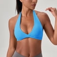 thumbnail image 1 of Abomasnow Halter Sports Bra for Women Padded Yoga Bras Low Impact Gym Workout Bralette Open Back Twist Front V-Neck Everyday Bra, 1 of 6