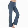 thumbnail image 1 of Abomasnow High Rise Ribbed Flare Leggings for Women Comfy Stretch Knit Bell Bottom Yoga Pants Long Slacks Trousers, 1 of 5