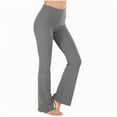 thumbnail image 1 of Abomasnow High Rise Ribbed Flare Leggings for Women Comfy Stretch Knit Bell Bottom Yoga Pants Long Slacks Trousers, 1 of 5