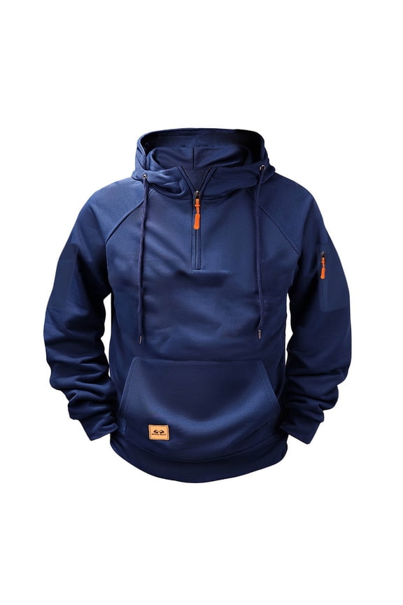 Hoodies for Men, Military 1/4 Zip Pullover Cargo Hoodie Jacket Coat Casual Workout Fleece Sweatshirt with Pockets