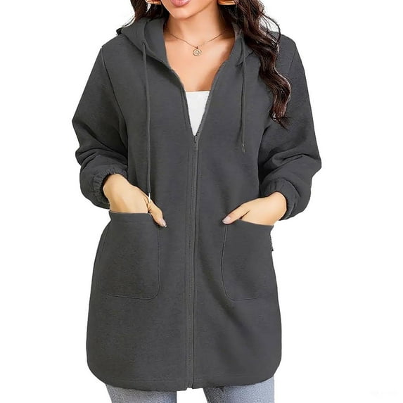 Abomasnow Hoodies for Women Long Sleeve Zip Up Fleece Warm Sweatshirt Fall Winter Solid Drawstring Hooded Sweatshirts