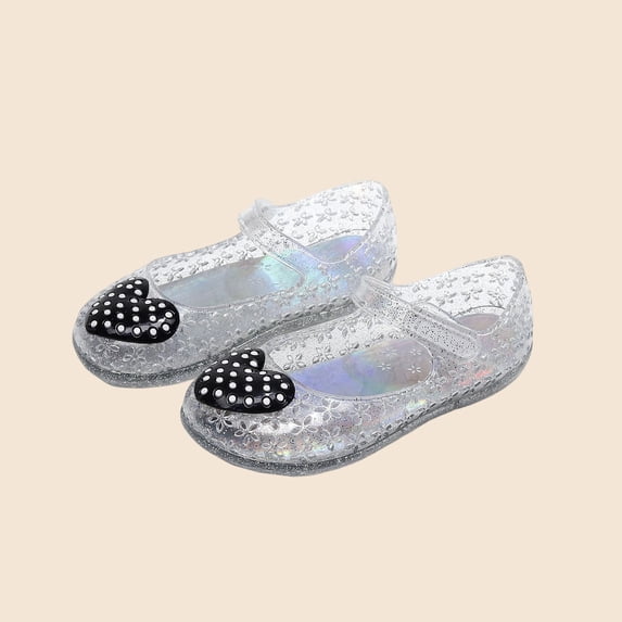 Abomasnow Jelly Shoes for Girls Open Toe Glitter Princess Dress Sandals Summer Non Slip Waterproof Beach Flat Sandals for Little Kid/Big Kid