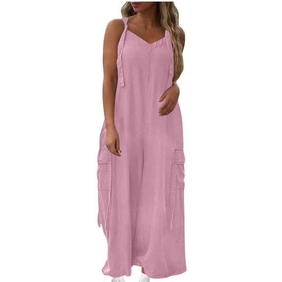 Abomasnow Jumpsuits for Women Casual Wide Leg Overalls Loose Fit Oversized Rompers Long Cargo Pants with Pockets 2025