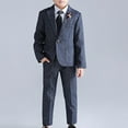 thumbnail image 1 of Abomasnow Kid Boys Suits Toddler Plaid Stripes Tuxedo Suit 4 Piece Blazer Tie Brooch Pant Set for 2-11 Years, 1 of 7