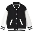 thumbnail image 1 of Abomasnow Kids Boys Girls Varsity Baseball Jacket Zip Up Bomber Jacket Lightweight Plain Button Cardigan Sweatshirt School Coat 1-10Years, 1 of 2