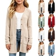 thumbnail image 1 of Abomasnow Kids Girls Cardigans Button Down Open Front Long Sleeve V-Neck Lightweight Long Cardigans Casual Comfort Fall Warm Winter Sweater Jackets with Pockets 5-16 Years, 1 of 5