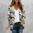 thumbnail image 1 of Abomasnow Kimono Cardigans for Women Spring Summer Shrugs Boho Floral Print 3/4 Sleeve Tropical Outfits Vacation Beach Cover Ups for Women, 1 of 5