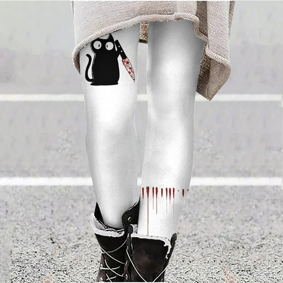 Abomasnow Leggings for Women Soft High Waisted Halloween Blood Print Legging Pants Casual Slim Fit Running Yoga Tights Trousers on Clearance