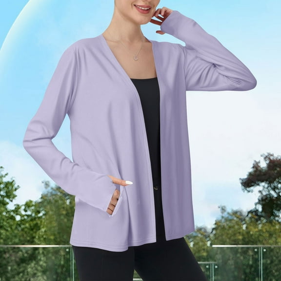 Abomasnow Lightweight Cardigans for Women UV Sun Protection Open Front Rash Guards UPF 50+ Long Sleeve Cardigans with Thumb Holes