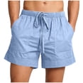 thumbnail image 1 of Abomasnow Linen Shorts for Women Loose Fit Drawstring Elastic Waisted Wide Leg Shorts with Pockets 2026 Summer Vacation Outfit, 1 of 9