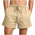 thumbnail image 1 of Abomasnow Linen Shorts for Women Loose Fit Drawstring Elastic Waisted Wide Leg Shorts with Pockets 2026 Summer Vacation Outfit, 1 of 9