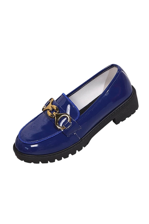 Loafers for Women Platform Chunky Penny Loafer Slip On Chain Shoes Round Toe School Uniform Dress Flats with Arch Support