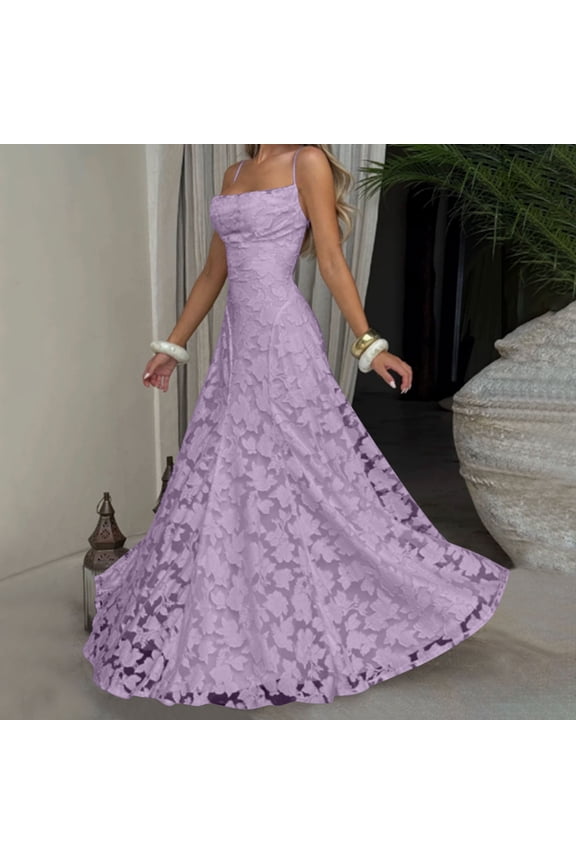 Long Floral Bridesmaid Dresses Cowl Neck Lace Prom Dress Maxi A Line Fomal Evening Gownf or Women