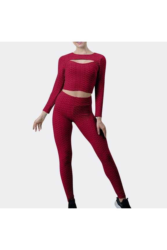 Loungewear Sets for Woman 2 Piece High Waist Suits Sports Yoga Gym Hollow Out Tops Legging Wear Athletic Clothing Set Workout Tracksuits