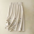 thumbnail image 1 of Abomasnow Maxi Skirts for Women Cotton Linen Embroidery Midi Length Long Skirt Casual Lightweight Flowy A Line Beach Party Holiday Skirt with Pockets, 1 of 8