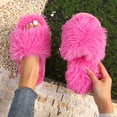 thumbnail image 1 of Abomasnow Memory Foam Slippers for Women Faux Fur Cross Band Open Toe Indoor Outdoor Slippers, 1 of 7
