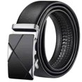 thumbnail image 1 of Abomasnow Men Black PU Leather Automatic Buckle Belt with Matte Black Modern Buckle for Business and Casual Wear, 1 of 5