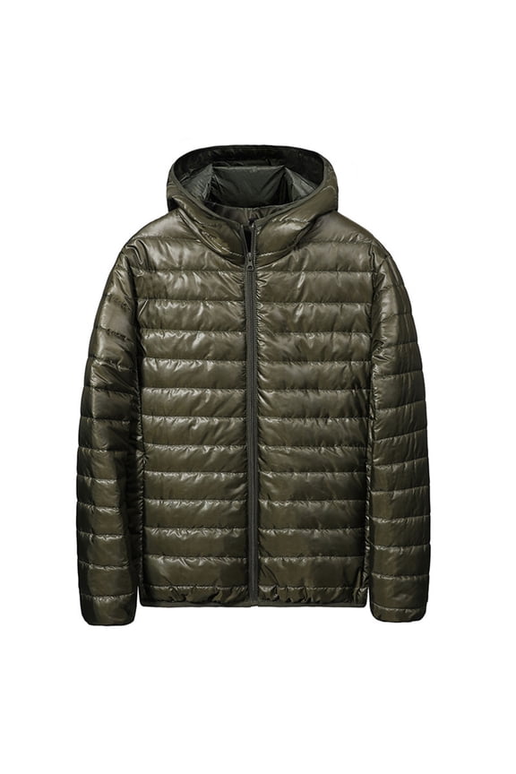 Men Puffer Jacket Lightweight Packable Long Sleeve Zip Up Down Jacket Winter Warm Padded Bubble Outwear Coat M-3XL
