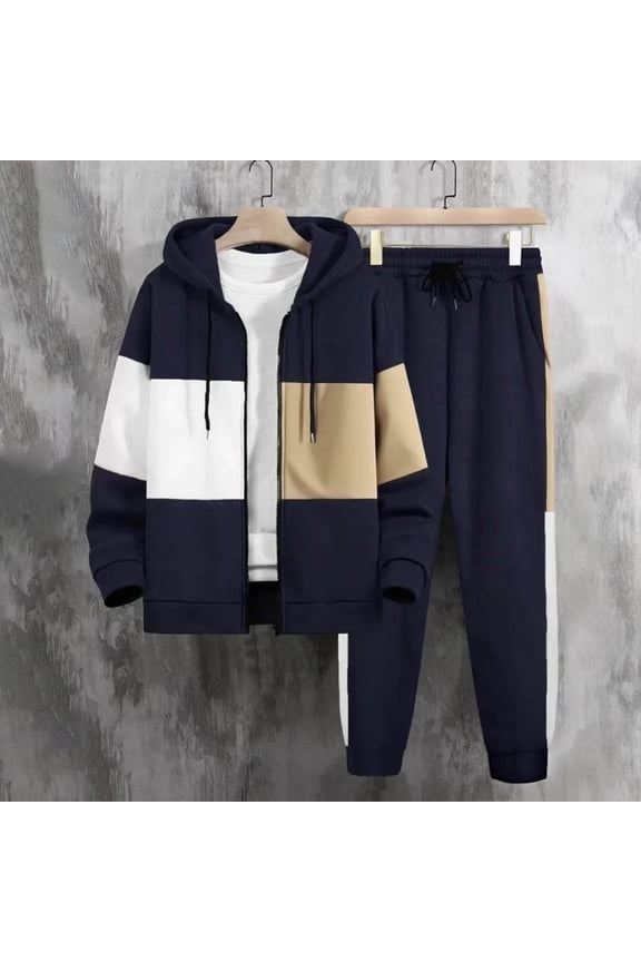 Men's 2 Pieces Tracksuits Running Sports Suits Drawstring Waistband Sweatsuit S-2XL