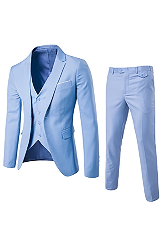 Men's 3 Piece Slim Fit Suit Set Business Formal One Button Blazer Solid Suit Jacket Tank Pants Tuxedo Set for Wedding Prom Work Office