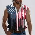 thumbnail image 1 of Abomasnow Men's 4th of July TShirts Sleeveless American Flag Stars Graphic Shirts Button Down Lapel Patriotic Tank Tops with Pockets (S-XXXL), 1 of 5