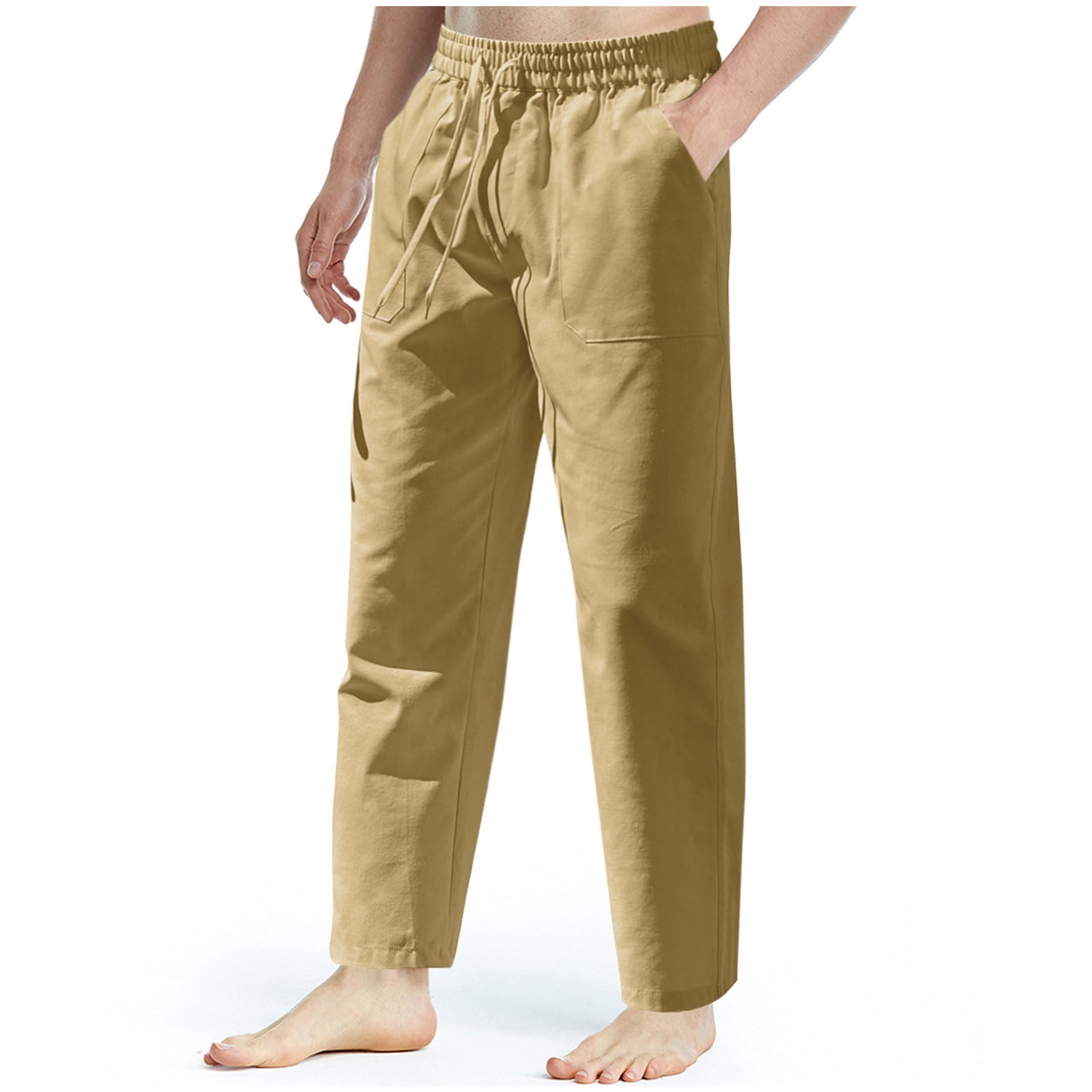 Abomasnow Men's Big & Tall Cotton Linen Athletic Pants Slim Fit