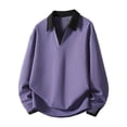 thumbnail image 1 of Abomasnow Men's Big & Tall Dress Shirts Trendy Long Sleeve Color Blocking Pullover Shirt Loose Fit V Neck Knitwear Tops M-5XL, 1 of 2