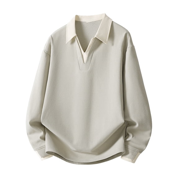 Abomasnow Men's Big & Tall Dress Shirts Trendy Long Sleeve Color Blocking Pullover Shirt Loose Fit V Neck Knitwear Tops M-5XL