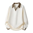 thumbnail image 1 of Abomasnow Men's Big & Tall Dress Shirts Trendy Long Sleeve Color Blocking Pullover Shirt Loose Fit V Neck Knitwear Tops M-5XL, 1 of 3