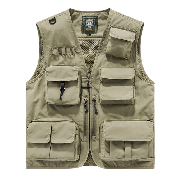 Abomasnow Men's Big and Tall Outdoor Fishing Vest Zip Up Sleeveless Mesh Liner Vest Casual Breathable Photography Work Travel Outerwear Vests with Pockets