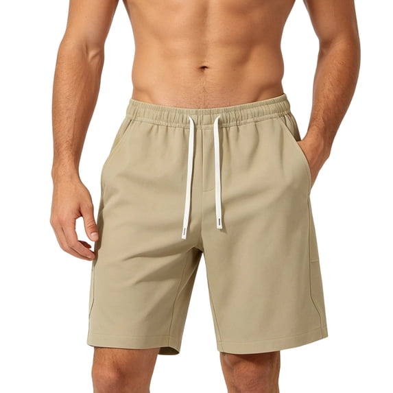 Abomasnow Men's Big and Tall Shorts Elastic High Waist Drawstring Knee Length Shorts Casual Summer Beach Vacation Yoga Running Shorts with Pockets