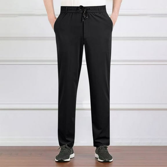 Abomasnow Men's Casual Cargo Pants Lightweight Quick Dry Workout Joggers Stretch Sweatpants Loose Fit Hiking Drawstring Dressy Pants with Pockets