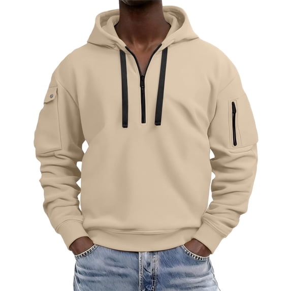 Abomasnow Men's Fleece Hoodie Sweatshirts Workout Athletic Hoodies Long Sleeve Quarter Zip Pullover Hooded Sweatshirt with Pockets