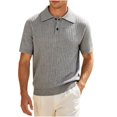 thumbnail image 1 of Abomasnow Men's Golf Shirts Quarter Button Short Sleeve Collared Cable Knit Shirts Work Office Business Casual Ribbed Hem T-Shirts, 1 of 6