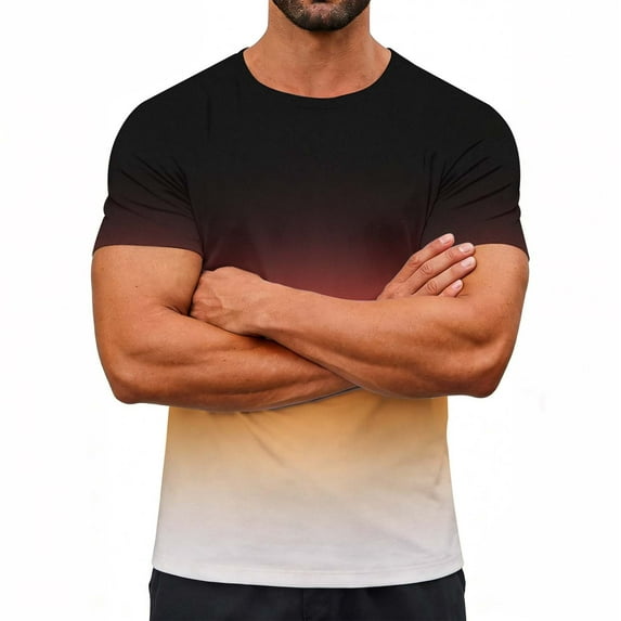 Abomasnow Men's Gradient Color T Shirt Short Sleeve Round Neck Tee Summer Tops S-3XL