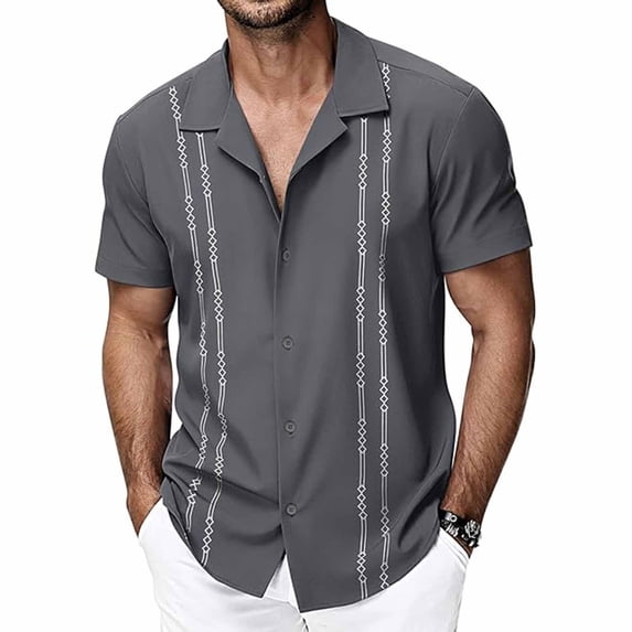 Abomasnow Men's Guayabera Shirts Button Down Short Sleeve Shirt Casual Linen Summer Beach Shirts S-4XL