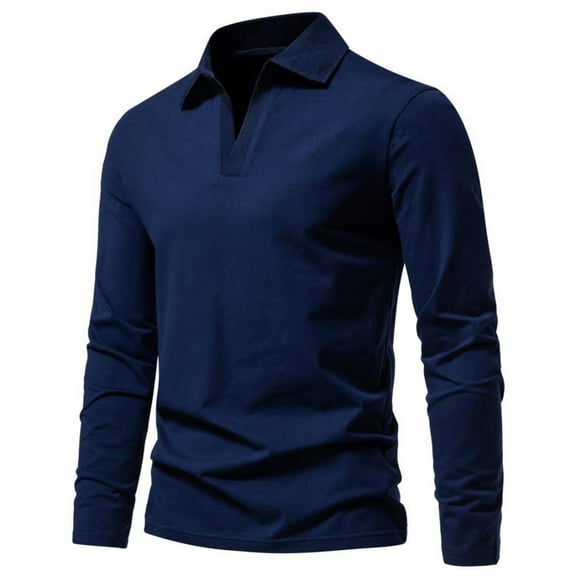 Abomasnow Men's Long Sleeve Golf Shirts Casual V Neck Hippie Beach Top Solid Color Turndown Collar Tops Loose Fit Lightweight Pullover Blouses Tops