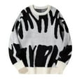 thumbnail image 1 of Abomasnow Men's Oversized Sweater Color Block Flame Graphic Y2K Knitted Jumper Pullover Long Sleeve Crewneck Sweaters, 1 of 3
