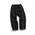 thumbnail image 1 of Abomasnow Men's Parachute Track Pants Baggy Sweatpants Elastic High Waist Drawstring Wide Leg Pants Casual Workout Athletic Joggers with Pockets, 1 of 8