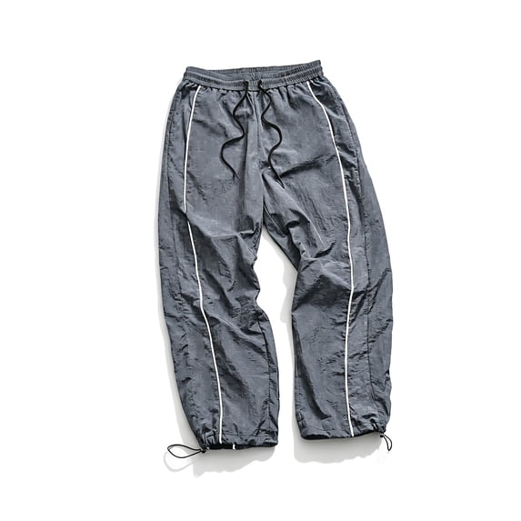 Abomasnow Men's Parachute Track Pants Baggy Sweatpants Elastic High Waist Drawstring Wide Leg Pants Casual Workout Athletic Joggers with Pockets