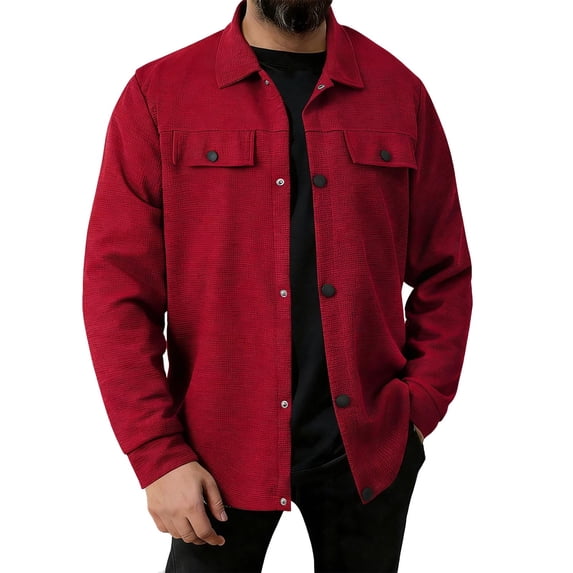 Abomasnow Men's Polar Fleece Shacket Long Sleeve Casual Snap Button Shirt Jacket with Pockets S-3XL