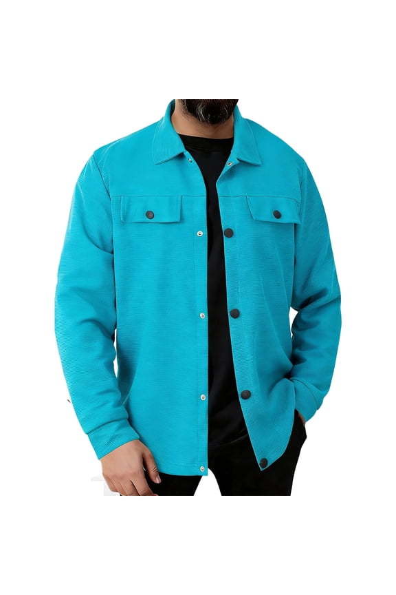 Men's Polar Fleece Shacket Long Sleeve Casual Snap Button Shirt Jacket with Pockets S-3XL