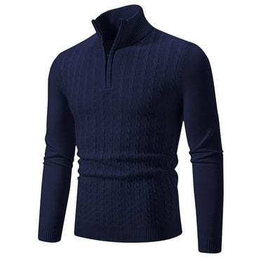 Abomasnow Men's Quarter Zip Pullover Sweaters Fleece Knit Slim Fit Mock Neck Sweaters Long Sleeve Fall Casual Work Office Sweatshirts on Clearance