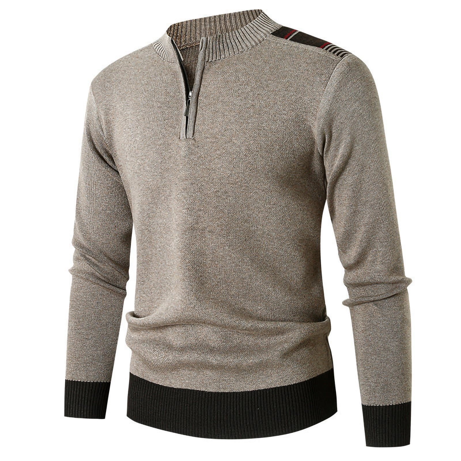 Abomasnow Men's Quarter Zip Up Sweaters Slim Fitted Fall Casual Long ...