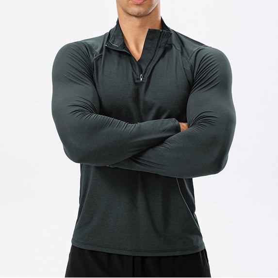Abomasnow Men's Quick-Dry Active Sports Shirts Quarter Zip Long Sleeve Running Pullover Tops Outdoor Sweatshirt
