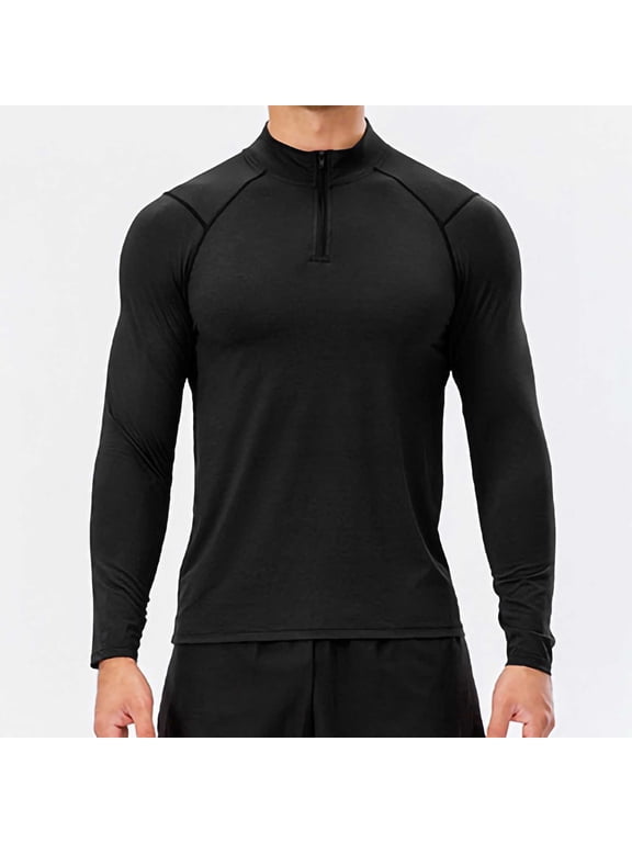 Men's Quick-Dry Active Sports Shirts Quarter Zip Long Sleeve Running Pullover Tops Outdoor Sweatshirt