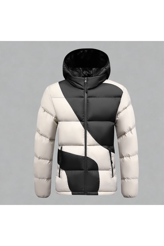 Men's Quilted Jackets Heavyweight Zip Up Long Sleeve Puffer Jacket with Hooded (Standard and Big & Tall)