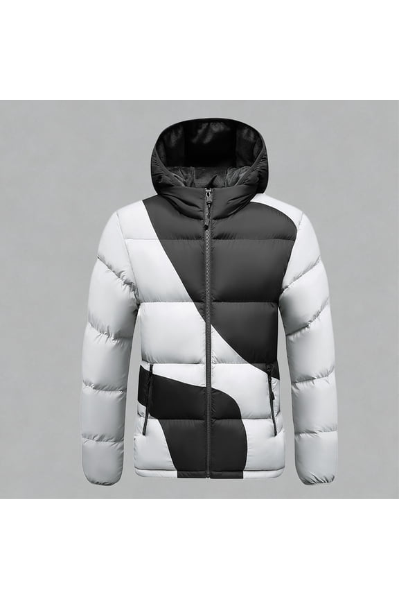 Men's Quilted Jackets Heavyweight Zip Up Long Sleeve Puffer Jacket with Hooded (Standard and Big & Tall)