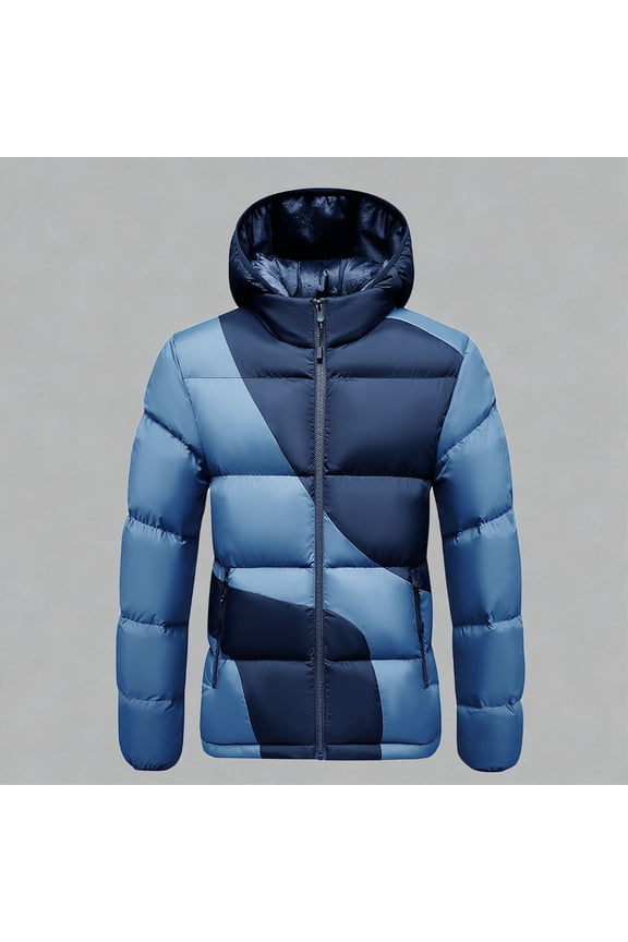 Men's Quilted Jackets Heavyweight Zip Up Long Sleeve Puffer Jacket with Hooded (Standard and Big & Tall)